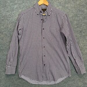 Luciano Barbera Button Down Shirt Mens 46 Gingham Red White Designer Il Faro